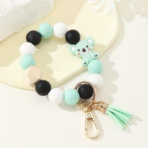 Cute Koala Silicone Beaded Keychain Bracelet Wristband Cute Animal Bracelet Keychain Bag Backpack Charm Mobile Phone Earbud Sleeve Accessories Ladies Gifts