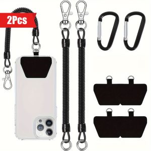 2pcs Phone Tether, Phone Leash with Phone Tab for Outdoor Skiing Hiking Cycling Climbing for All Smartphones