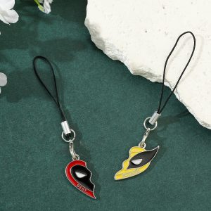 1Pair UME Deadpool & Wolverine Puzzle Enamel Badge Lanyard - Licensed Superhero Love Charm Phone Straps Accessory Gift