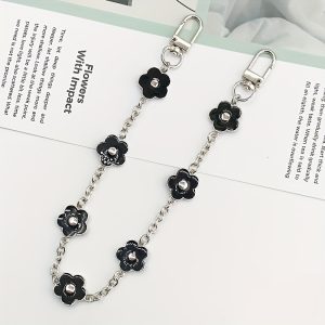 Floral Charm Bracelet with Silver Chain and Clasp - Perfect for Your Phone or Keychain