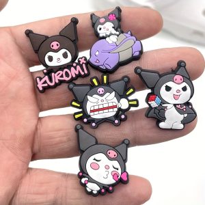 10pcs Kuromi Decoration Charms PVC Cute Clog Pins Bracelet Wristband Birthday Party Favors Supplies Gifts