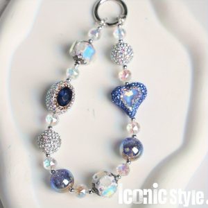 Starry Sky Blue Love Crystal Mobile Phone Rope, Car Key Pendant, Smartphone Chain, Bag Decoration Pendant