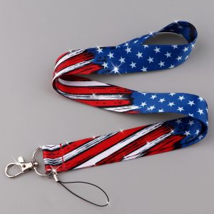 Star Stripe Keychain Badge Holder - Stylish and Convenient for ID, Credit Cards, and Passes!