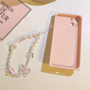 1Pc New Bow Beaded Mobile Phone Chain Mobile Phone Case Pendant Anti-drop Wrist Strap Short Mobile Phone Lanyard