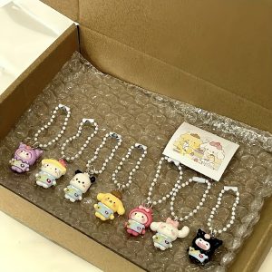 7pcs Sanrio Hello Kitty & Friends Charm Set - Durable ABS Keychains, Phone Pendants, and Backpack Accessories