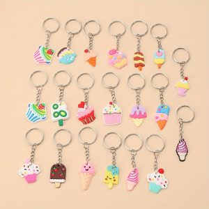 20 Cartoon Ice Cream Key Chains Lady Casual Cute Purse Backpack Accessories Key Rings For Party Gifts Holiday Supplies Back To School Gifts